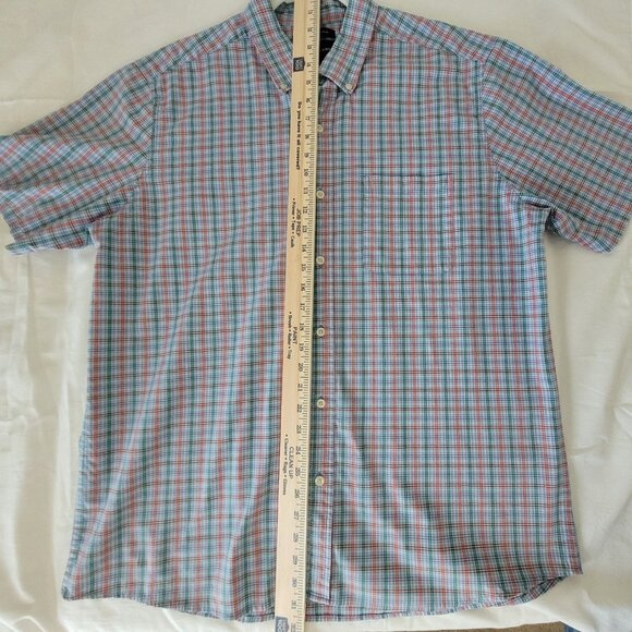 Saddlebred Mens Green Blue Plaid Short Sleeve Shirt Size XL - Picture 9 of 12